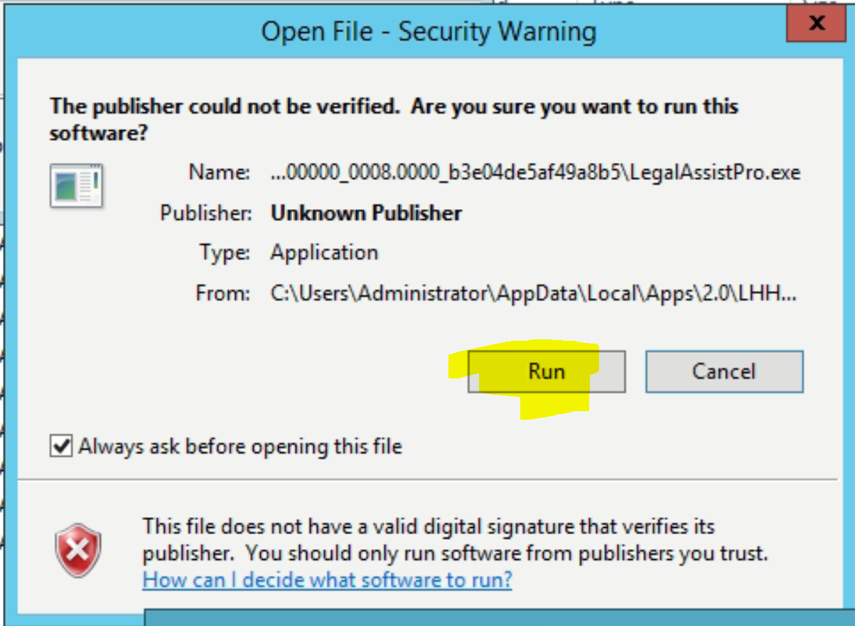 Security Warning - Step 1